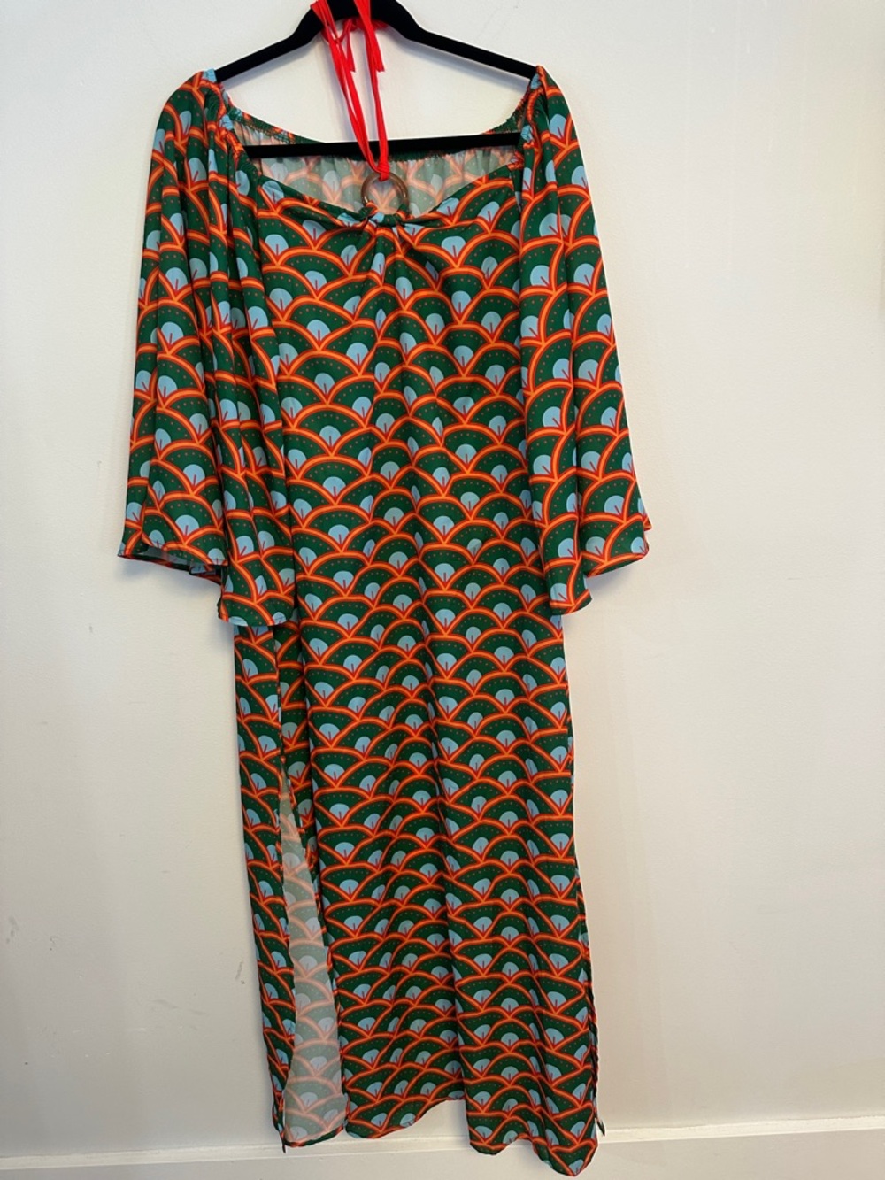 Green & Orange Patterned Maxi Dress